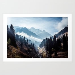VALLEY - MOUNTAINS - TREES - RIVER - PHOTOGRAPHY - LANDSCAPE Art Print