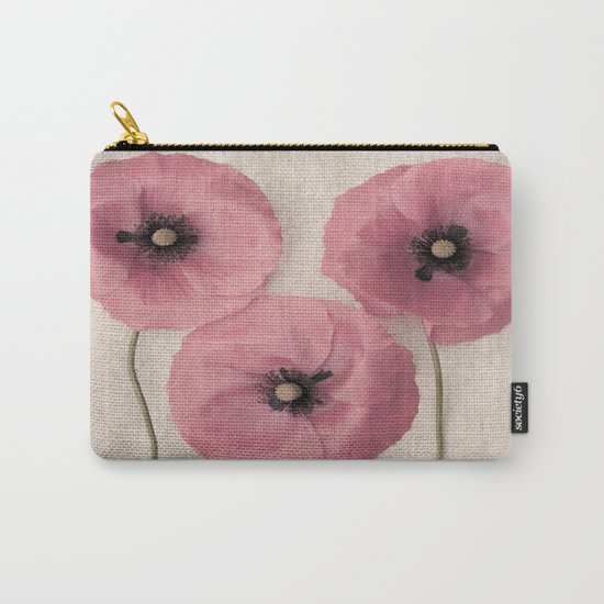 Three Pink Poppies Carry-All Pouch