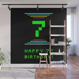 [ Thumbnail: 7th Birthday - Nerdy Geeky Pixelated 8-Bit Computing Graphics Inspired Look Wall Mural ]