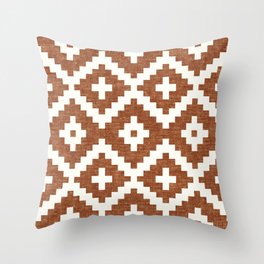 woven aztec geometric - ginger orange Throw Pillow