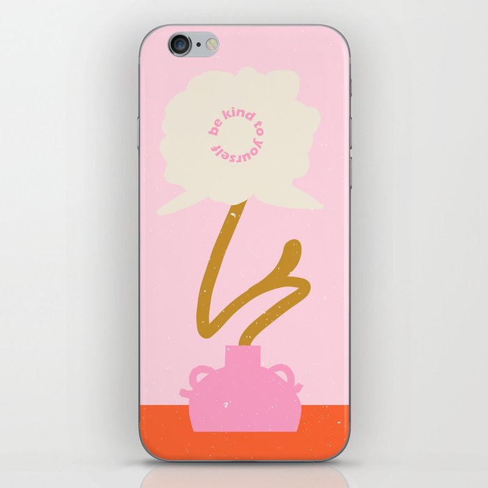 Modern abstract flower and vase. Be kind to yourself quote iPhone Skin