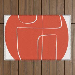 Sunny red line abstract Outdoor Rug