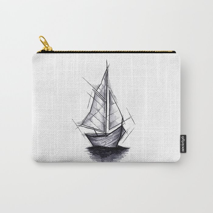 Sailboat Handmade Drawing Art Sketch Barca A Vela Illustration Carry All Pouch By Lucagenart Society6