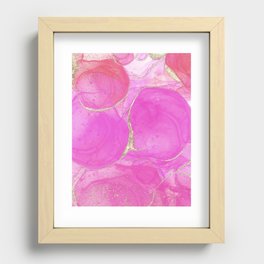 Pink Glamour Marble With Gold Glitter Texture Recessed Framed Print