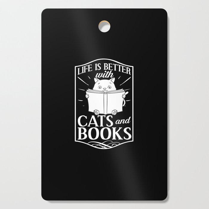 Cat Read Book Reader Reading Librarian Cutting Board