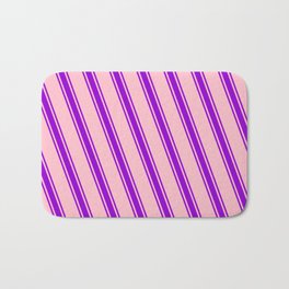 [ Thumbnail: Pink and Dark Violet Colored Lines Pattern Bath Mat ]