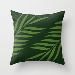 Mid century modern styled palm leaves art - Green and dark green Throw Pillow