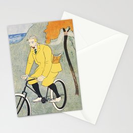 Man Riding Bicycle Stationery Card