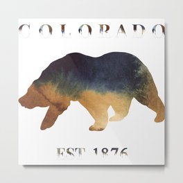 Watercolor Bear Colorado Established 1876 Metal Print