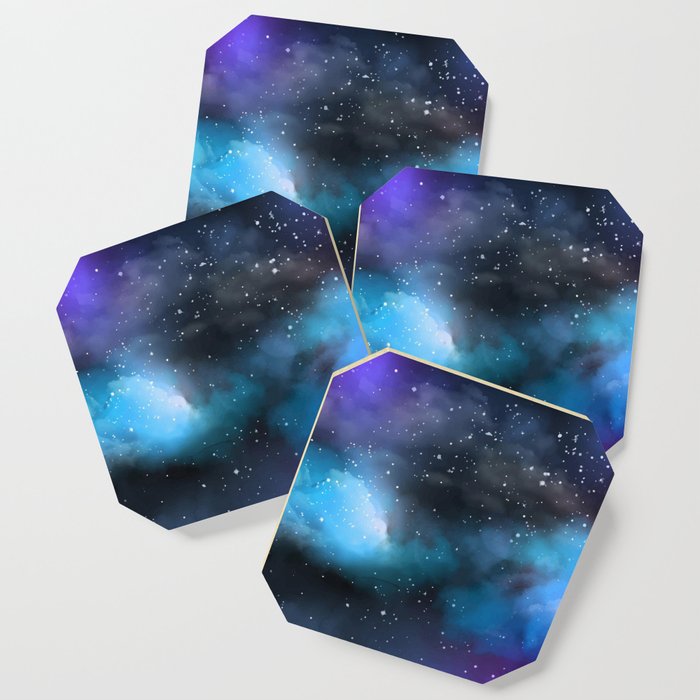 Navy Blue Purple Glitter Cosmo Watercolor Galaxy Painting