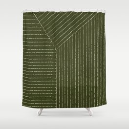 Lines (Olive Green) Shower Curtain