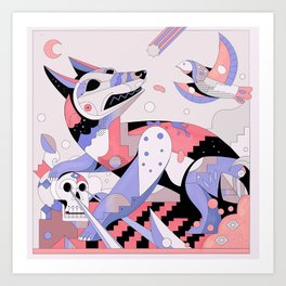 dog with a skull Art Print