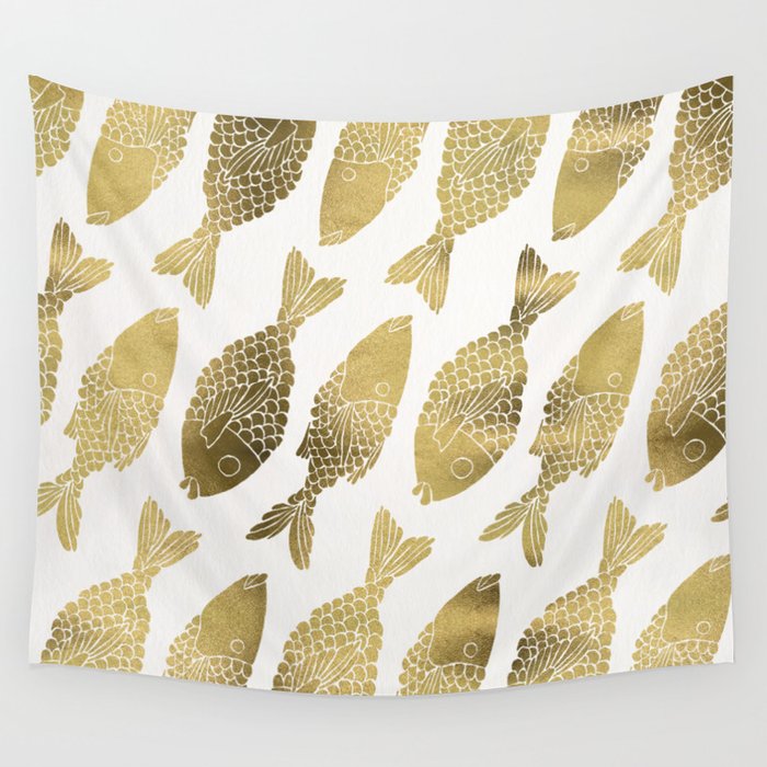 Indonesian Fish Duo – Gold Palette Wall Tapestry