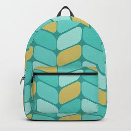 Vintage Diagonal Rectangles Aquamarine Gold Backpack