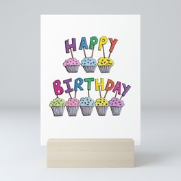 Happy Birthday Cupcakes Mini Art Print