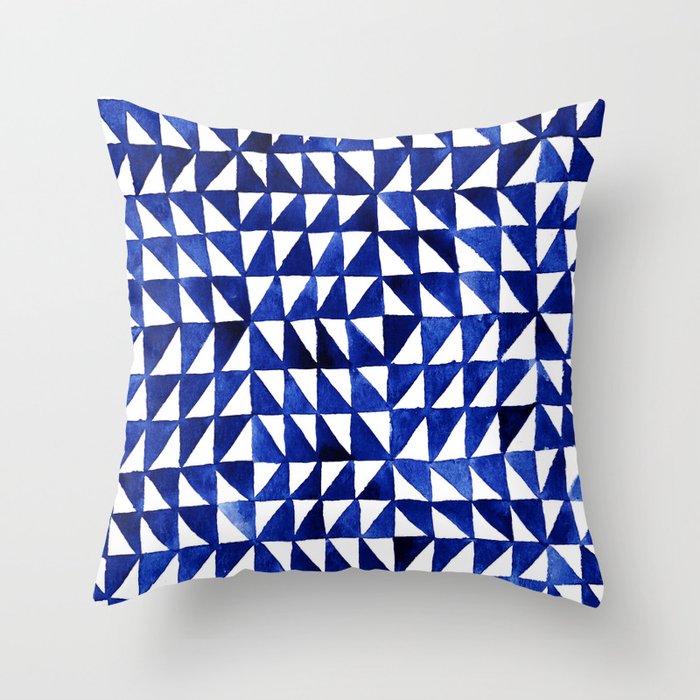Triangle Grid ultramarine Throw Pillow