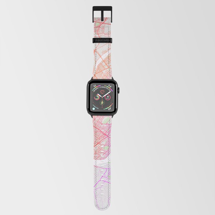 Montreal City Map of Canada Colorful Apple Watch Band by deMAP