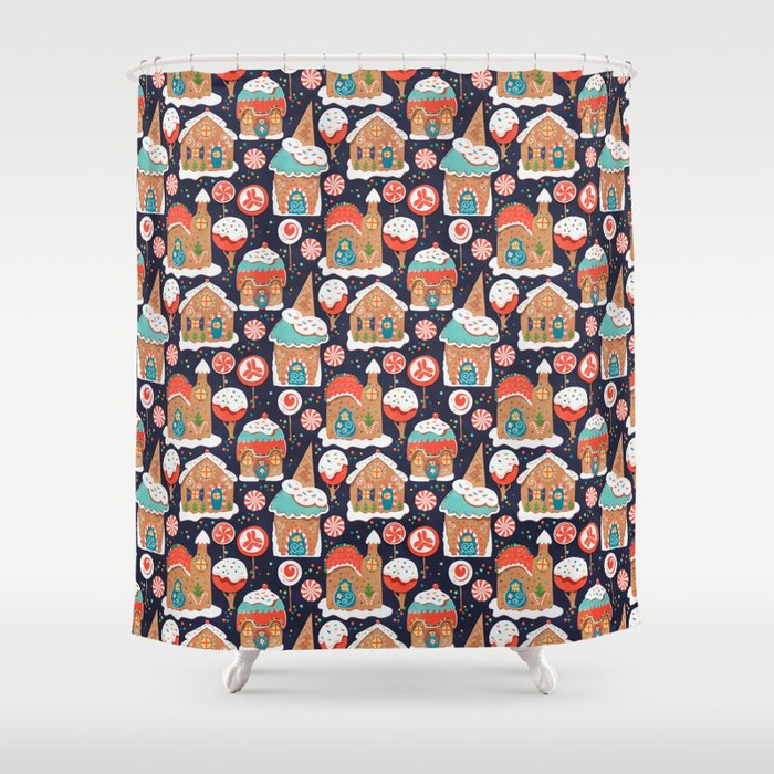 Gingerbread Candy Land Shower Curtain