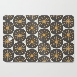 Atomic Retro Dots Midcentury Modern Pattern Charcoal Grey, Muted Mustard Gold, and Cream Cutting Board