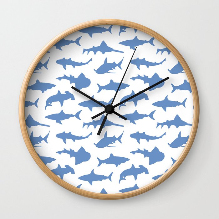 Sharks in Danube Blue Wall Clock