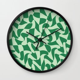 Wavy Check in Forest Green Wall Clock