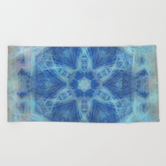 Wispy fairy kaleidoscope in blue Beach Towel