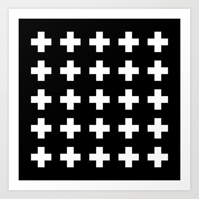 Swiss Cross Black Kunstdrucke | Graphic-design, Digital, Muster, Black-&-white, Abstrakt, Swisscross, Kreuz, Minimal, Black, Shapes