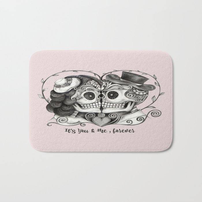 Sugar Skull Couple, It's You and Me, Forever Bath Mat