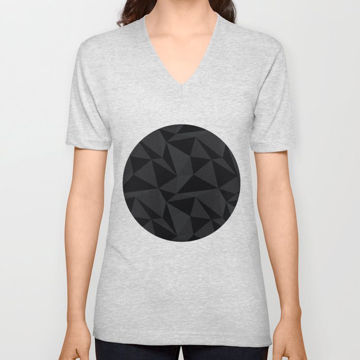 Triangular Black V Neck T Shirt