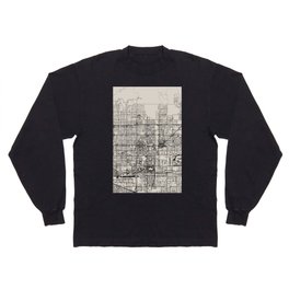 Rancho Cucamonga USA City Map - Minimal Aesthetic Long Sleeve T-shirt