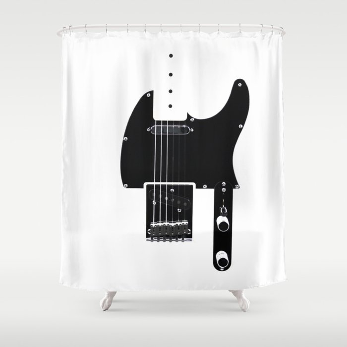 Guitar Stencil Shower Curtain