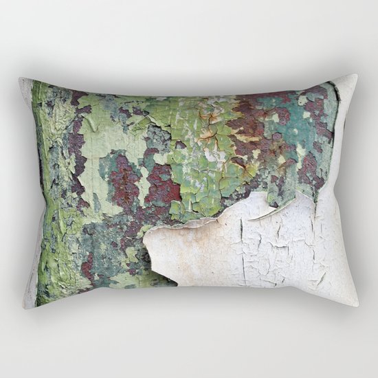 white green paint rust metal texture pattern Rectangular Pillow