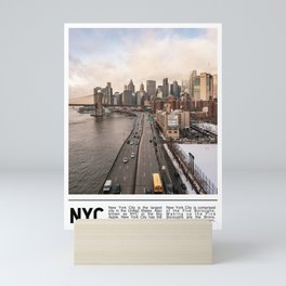 Minimalist NYC | Brooklyn Bridge and New York City Skyline Mini Art Print