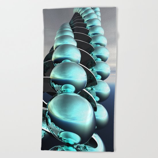 Column of Cyan Spheres Beach Towel