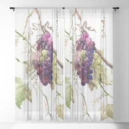 Grapes, California Vineyard Wine Lover design Sheer Curtain