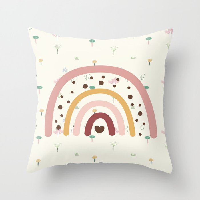 Boho rainbow throw clearance pillow