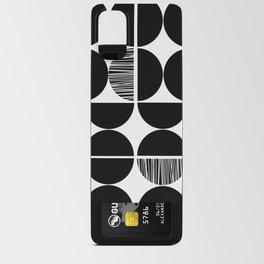 Black and white mid century shapes with stripes Android Card Case