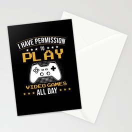 Play Video Games all Day funny Gamer Stationery Card