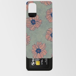  Pink and Blue Jumbo Size Flowers on a Green Wavy Background Android Card Case