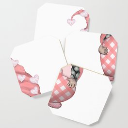  Pink Valentine Gnome wit hearts 1 Coaster