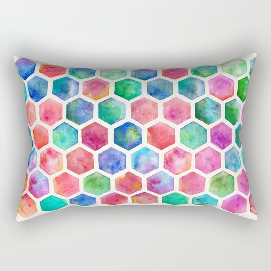Hand Painted Watercolor Honeycomb Pattern Rectangular Pillow