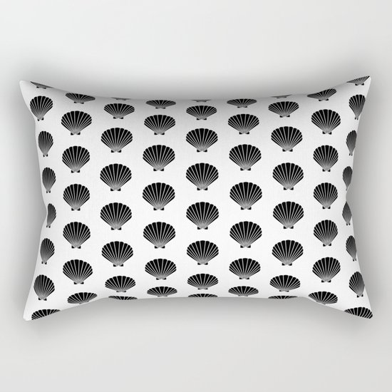 Seashells abstract black and white minimal pattern print painting india ink brushstroke modern art Rectangular Pillow
