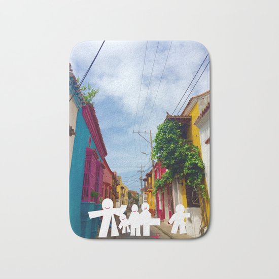 C for Cartagena Fun Cut Out Cartagena Street Print Bath Mat