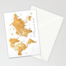 For God so loved the world, world map in gold Stationery Cards