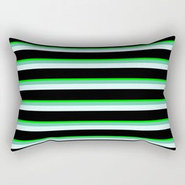 [ Thumbnail: Lime, Aquamarine, Light Cyan, and Black Colored Striped Pattern Rectangular Pillow ]