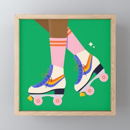 Vintage Roller Skater girl Framed Mini Art Print