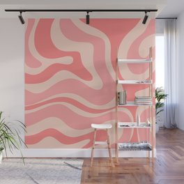 Blush Pink Modern Retro Liquid Swirl Abstract Pattern Square Wall Mural