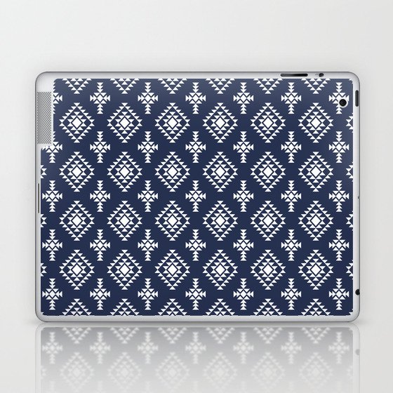 Navy Blue and White Native American Tribal Pattern Laptop & iPad Skin
