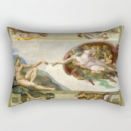 The Creation of Adam Michelangelo Original Fresco Painting Rectangular Pillow