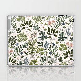 Herbarium ~ vintage inspired botanical art print ~ white Laptop Skin